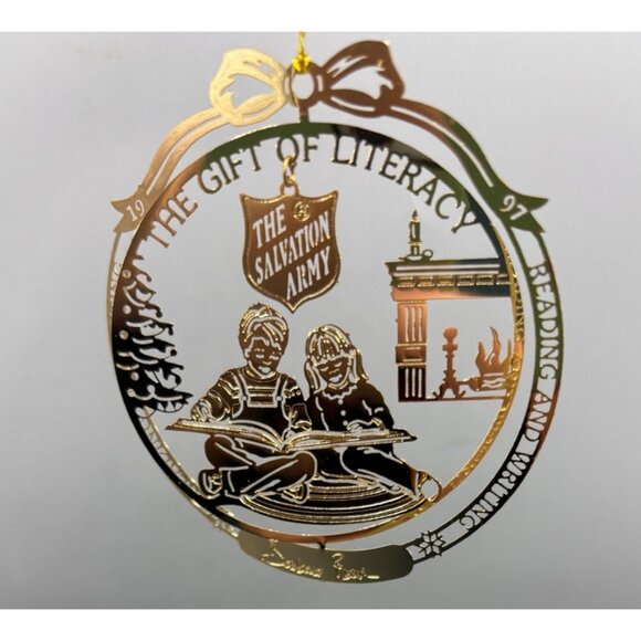 Vtg 80s 90s Gold Tone Brass Christmas Ornament Collection 10 Pc - Picture 5 of 11